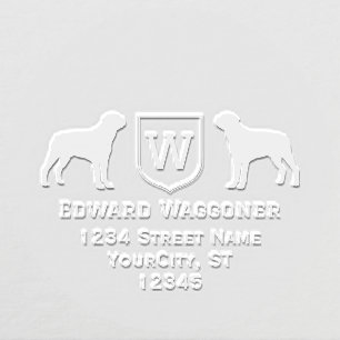 Rottweilers Dogs Initial Monogram Name Address Embosser