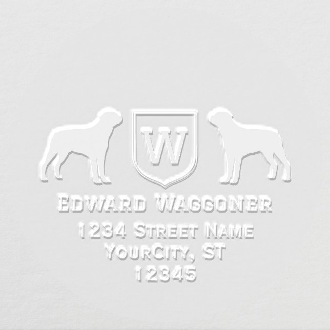 Rottweilers Dogs Initial Monogram Name Address Embosser (Design)