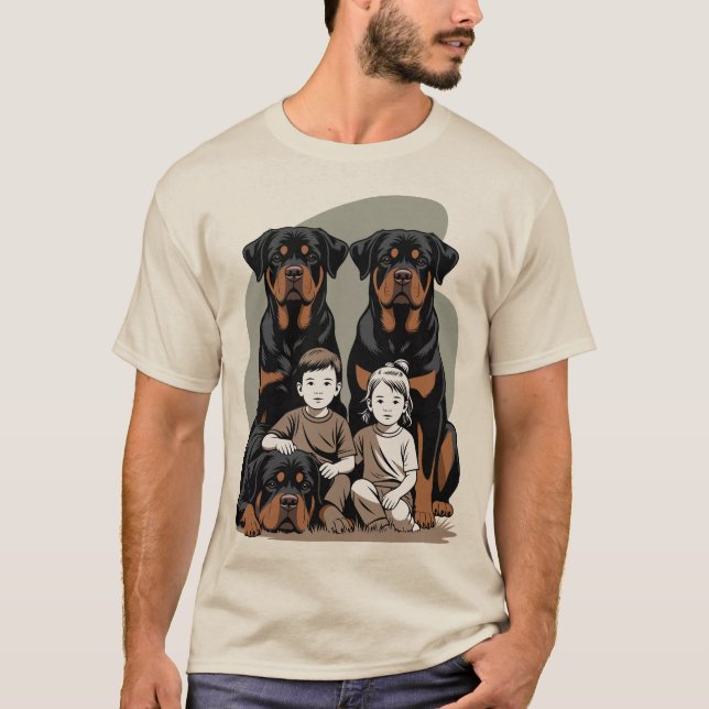 Rottweilers, Family Guards T-Shirt (Front)