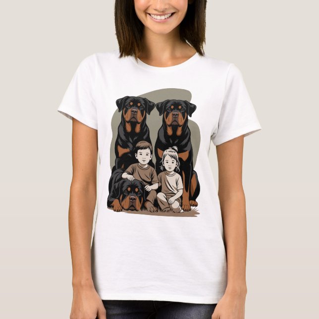 Rottweilers, Family Guards T-Shirt (Front)