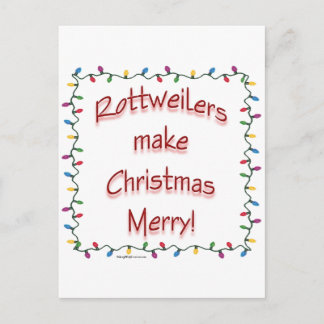 Rottweilers Make Christmas Merry Holiday Postcard