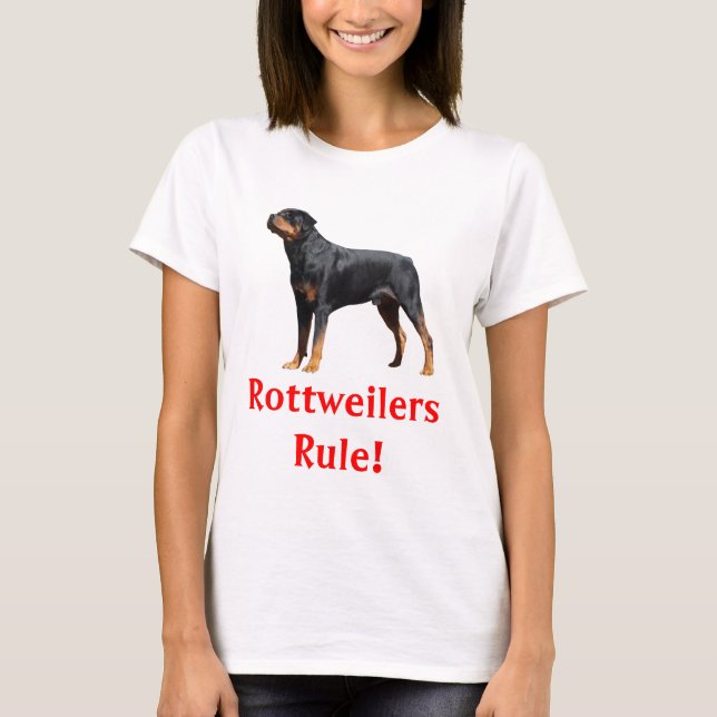 Rottweilers Rule Puppy Dog Ladies Tee Shirt (Front)
