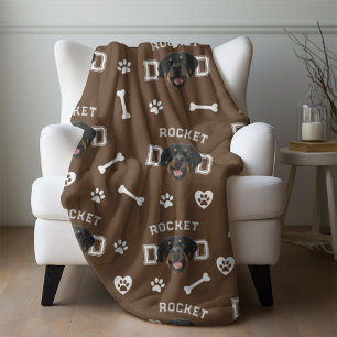 Rottweiller Dad, Brown Custom Name Repeat Fleece Blanket