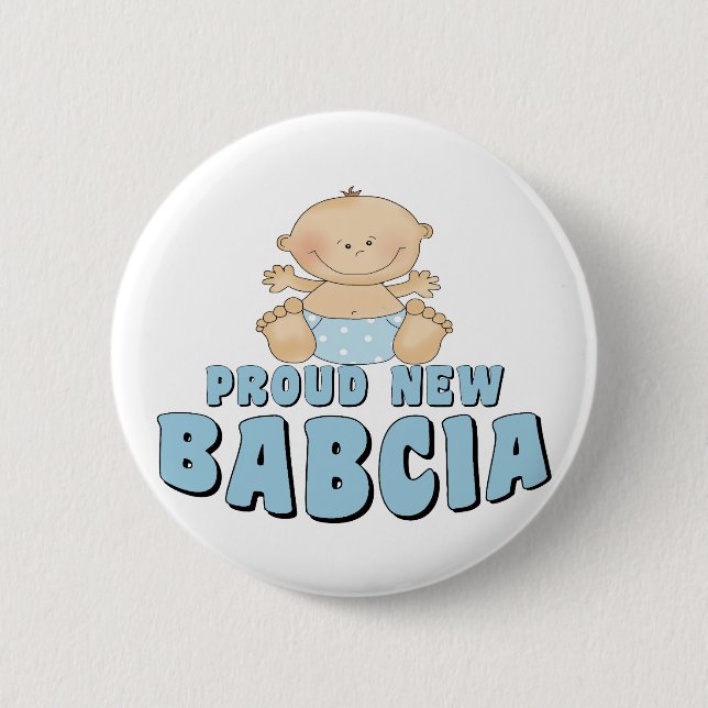 roud New Babcia T-shirt design Button (Front)