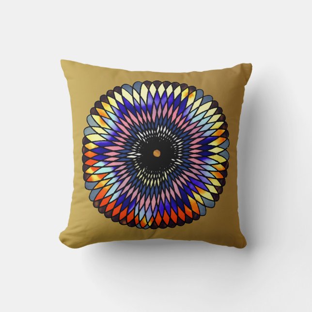 "Roue de vitrail" Throw Pillow (Front)