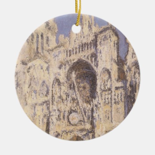 Rouen Cathedral Harmony Blue Gold by Claude Monet Ceramic Ornament