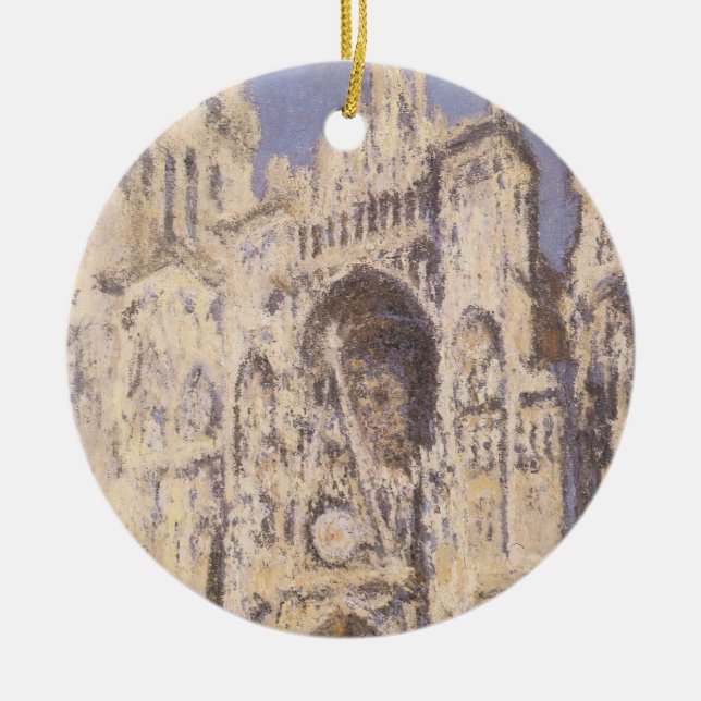 Rouen Cathedral, Harmony Blue Gold by Claude Monet Ceramic Ornament (Front)