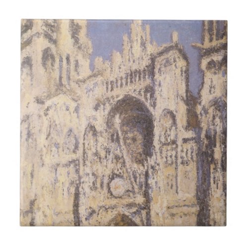 Rouen Cathedral Harmony Blue Gold by Claude Monet Ceramic Tile