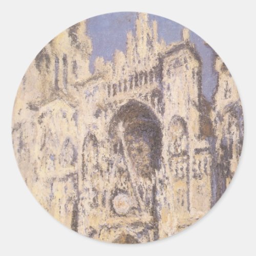 Rouen Cathedral Harmony Blue Gold by Claude Monet Classic Round Sticker