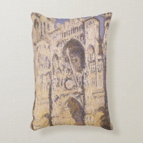 Rouen Cathedral Harmony Blue Gold by Claude Monet Decorative Pillow