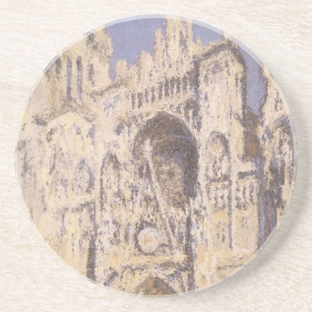 Rouen Cathedral, Harmony Blue Gold by Claude Monet Drink Coaster (Front)