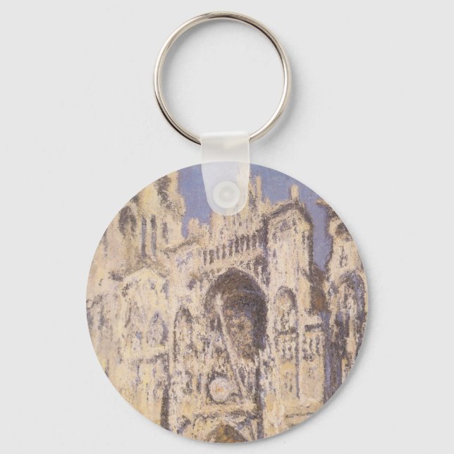 Rouen Cathedral, Harmony Blue Gold by Claude Monet Keychain (Front)