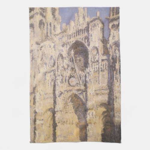 Rouen Cathedral Harmony Blue Gold by Claude Monet Kitchen Towel