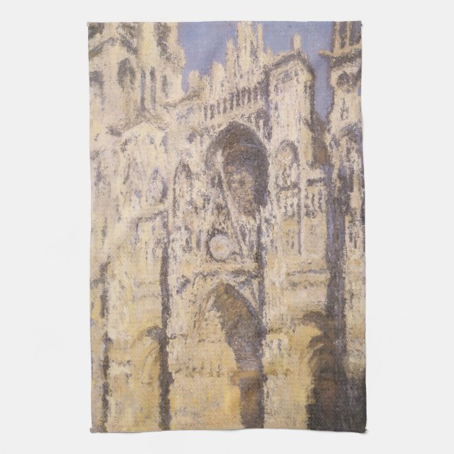 Rouen Cathedral, Harmony Blue Gold by Claude Monet Kitchen Towel (Vertical)
