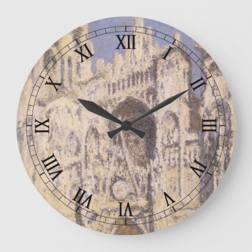 Rouen Cathedral Harmony Blue Gold by Claude Monet Large Clock
