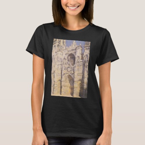 Rouen Cathedral Harmony Blue Gold by Claude Monet T_Shirt
