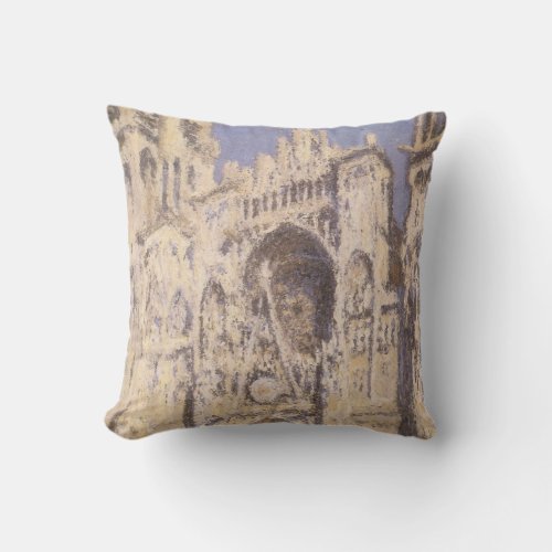 Rouen Cathedral Harmony Blue Gold by Claude Monet Throw Pillow