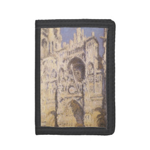 Rouen Cathedral, Harmony Blue Gold by Claude Monet Tri-fold Wallet