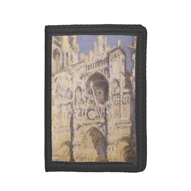 Rouen Cathedral, Harmony Blue Gold by Claude Monet Trifold Wallet (Front Vertical)