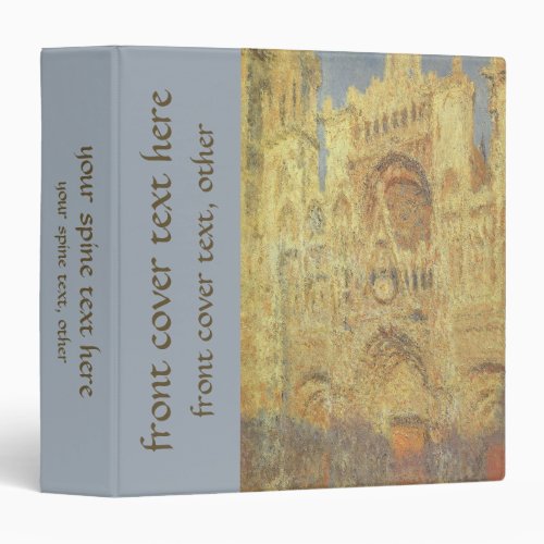 Rouen Cathedral Sunset by Claude Monet 3 Ring Binder