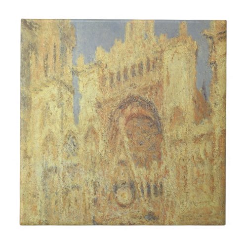 Rouen Cathedral Sunset by Claude Monet Ceramic Tile