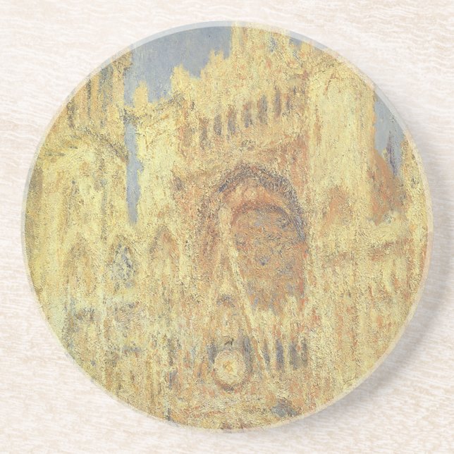 Rouen Cathedral, Sunset by Claude Monet Drink Coaster (Front)