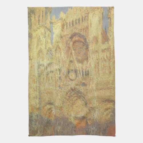 Rouen Cathedral Sunset by Claude Monet Kitchen Towel