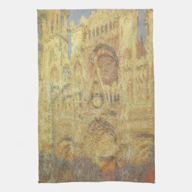 Rouen Cathedral, Sunset by Claude Monet Kitchen Towel (Vertical)