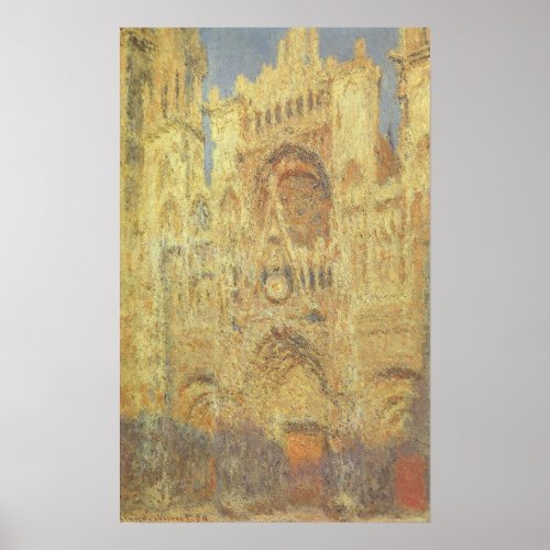 Rouen Cathedral Sunset by Claude Monet Poster