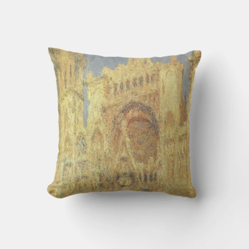 Rouen Cathedral Sunset by Claude Monet Throw Pillow