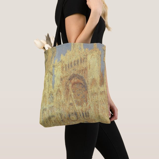 Rouen Cathedral, Sunset by Claude Monet Tote Bag (Close Up)