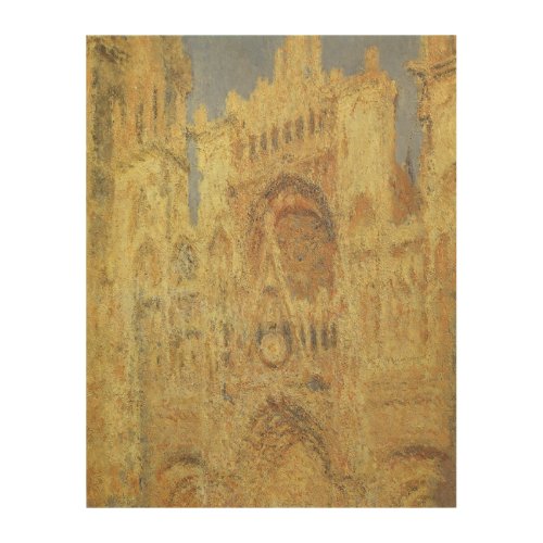 Rouen Cathedral Sunset by Claude Monet Wood Wall Art