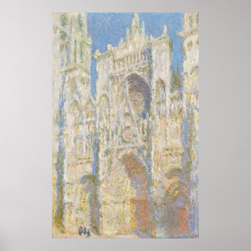Rouen Cathedral West Facade Sunlight by Monet Poster