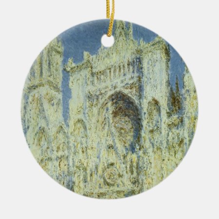 Rouen Cathedral West Facade Sunlight, Claude Monet Ceramic Ornament