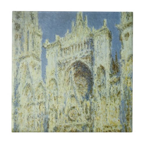 Rouen Cathedral West Facade Sunlight Claude Monet Ceramic Tile