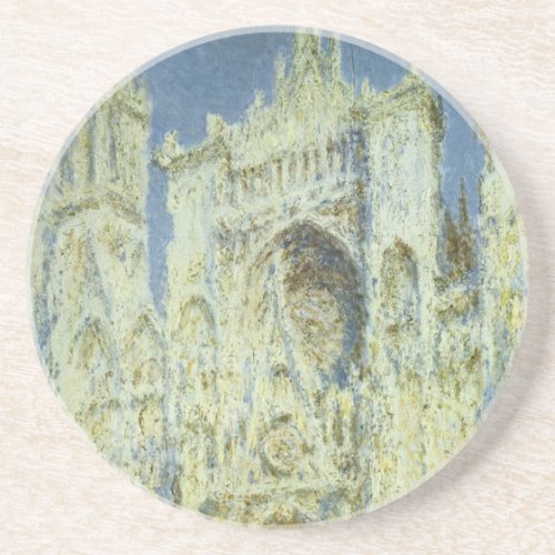 Rouen Cathedral West Facade Sunlight Claude Monet Drink Coaster