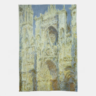 Rouen Cathedral West Facade Sunlight, Claude Monet Kitchen Towel