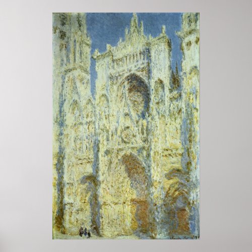 Rouen Cathedral West Facade Sunlight Claude Monet Poster