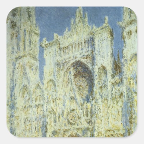 Rouen Cathedral West Facade Sunlight Claude Monet Square Sticker