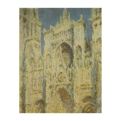 Rouen Cathedral West Facade Sunlight Claude Monet Wood Wall Art
