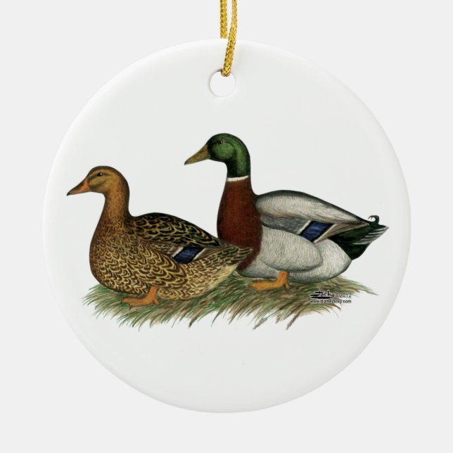 Rouen Ducks Ceramic Ornament (Front)