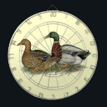 Rouen Ducks Dartboard<br><div class="desc">Rouens are big ducks with a color pattern similar to Mallards.  The drake's glossy green head stands out but the hen's penciled feathers are beautifully patterned.</div>