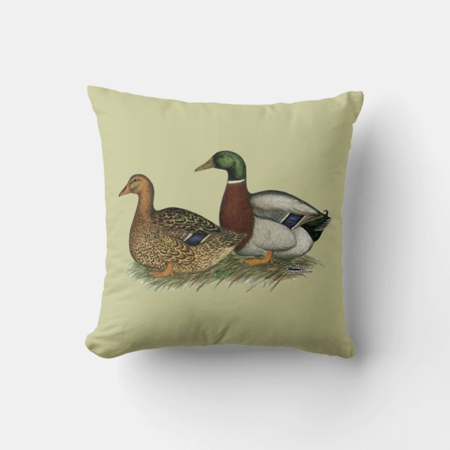 Rouen Ducks Throw Pillow (Front)