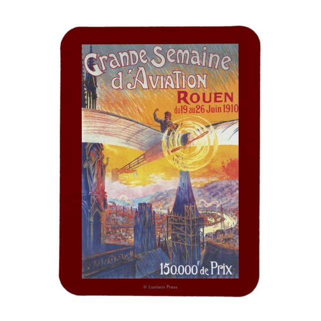 Rouen, France - Pilot and Plane Magnet (Vertical)