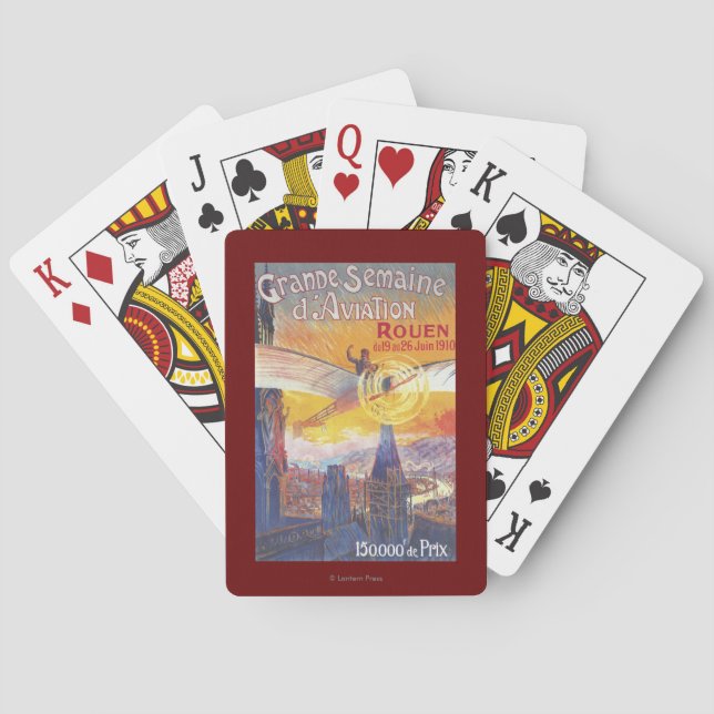 Rouen, France - Pilot and Plane Poker Cards (Back)