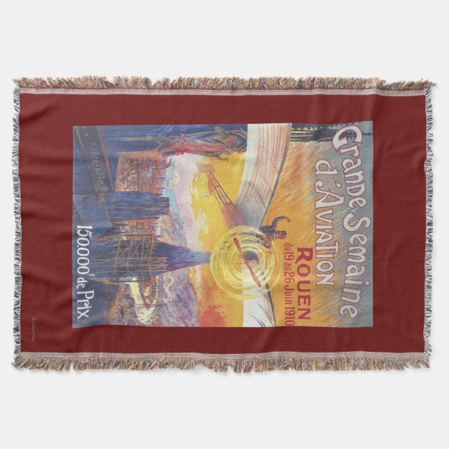 Rouen, France - Pilot and Plane Throw Blanket (Front)
