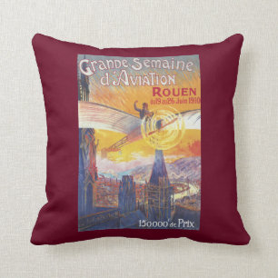 Rouen, France - Pilot and Plane Throw Pillow