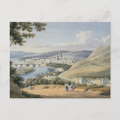 Rouen from Mont Sainte_Catherine wc on paper Postcard
