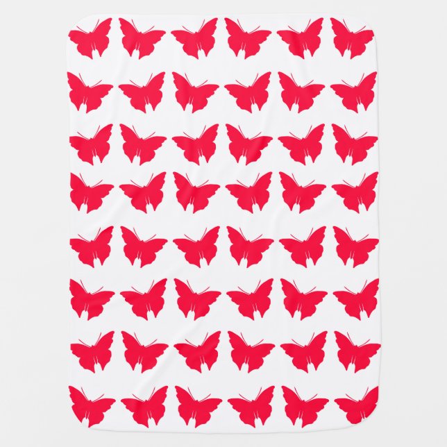 Rouge Bold Butterflies Baby Blanket (Front)