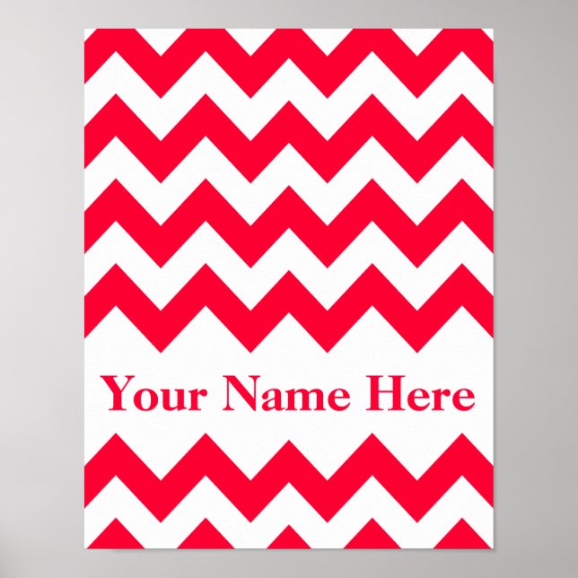 Rouge Bold Chevron with monogram Poster (Front)